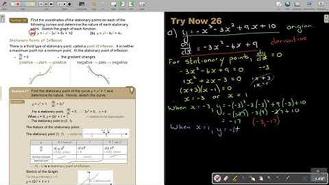 6 26 Applications of Differentiation   Stationary points   part 1