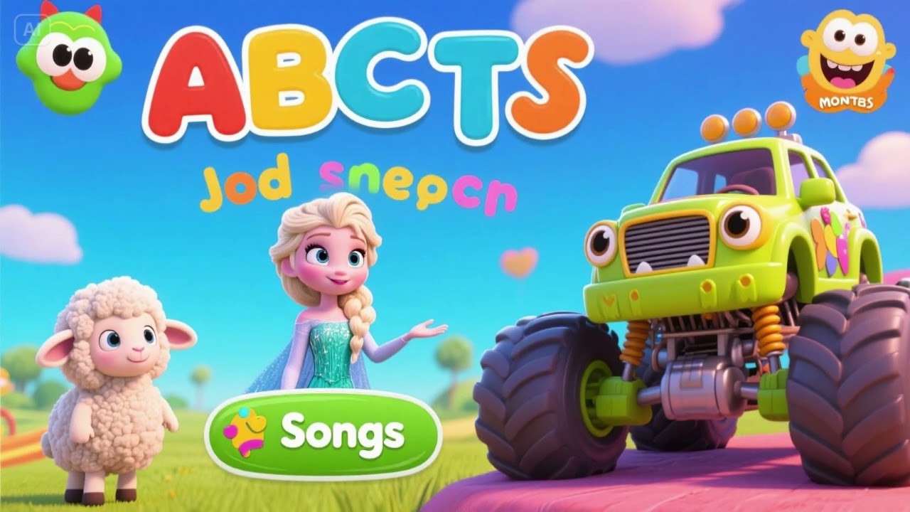 Monster Truck ABC Game 2! ❄️🐑 Elsa & Baby Sheep Learn More Letters!