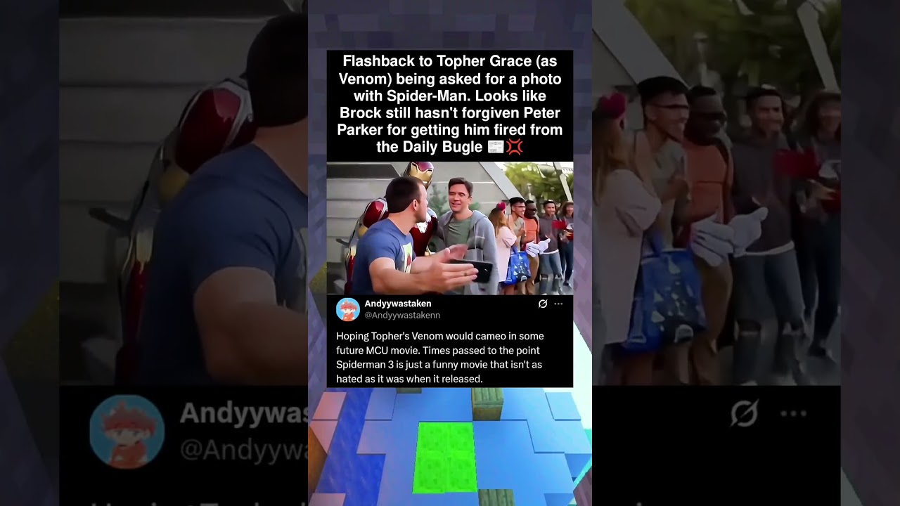 Flashback to Topher Grace (as Venom) being asked for a photo with Spider-Man. Looks like Brock still