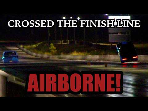 TWIN TURBO MUSTANG CROSSED THE LINE IN THE AIR!!
