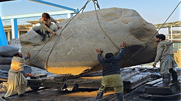How a 52-Ton Granite Boulder Is Cut Into Premium Marble Slabs || Incredible Stone Cutting Processing