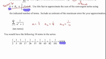 9-3 Finding the Maximum Error Using the Integral Test Ex 3