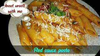 Red Sauce Pasta Recipe || Pasta in Red Sauce with English Caption | Indian style Tomato  Pasta