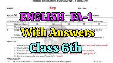 6th CBA-1 💯ENGLISH Question Paper +Key 2024-2025(Model paper)| 💯6th FA-1 ENGLISH FULL Question Paper