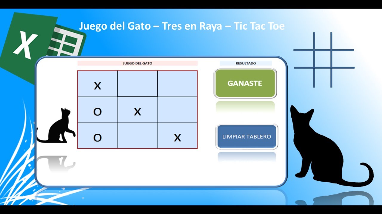 JUEGO DEL GATO TRES EN RAYA TIC TAC TOE EN EXCEL - YouTube