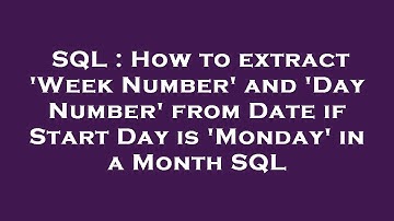 SQL : How to extract 