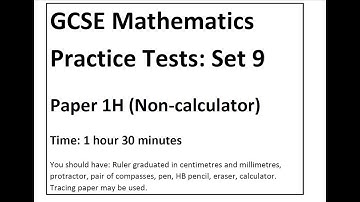 Practise paper 1H  Edexcel non calculator (Set 9) walkthrough