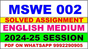mswe 2 solved assignment 2024-25 | mswe 2 solved assignment in english 2025 | mswe 2 2024-25