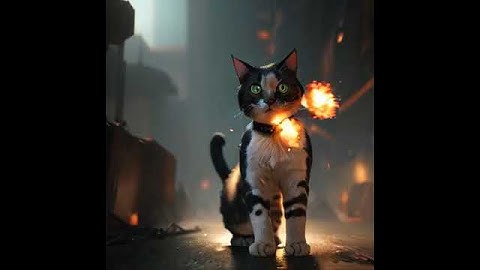 Cat Cute Feline Mouse Catcher Mecha Mech Robots in the Sky Mortal Wombat surrounded by explosions in