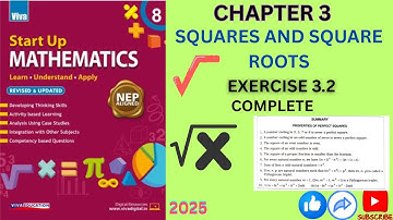 class8 CH.3 Squares And Square Roots Ex.3.2 #startupmathematics #vivaeducation #2025