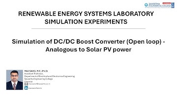 Simulation of DC/DC Boost Converter (Open loop) - Analogous to Solar PV Powered boost converter.