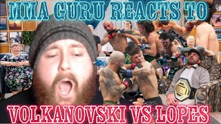 mma guru reacts to alex volkanovski vs diego lopes