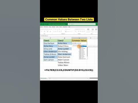 Find Common Values Between Two Lists in Excel #shorts - YouTube