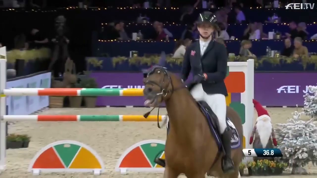 Red Star Optimus: World Champion! 2023 FEI Jumping Ponies‘ Trophy 1.35m 1st place with Naomi H.