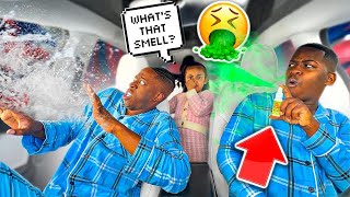 SPRAYING FART SPRAY WHILE GOING THROUGH A CAR WASH PRANK ON BOYFRIEND *GONE WRONG *