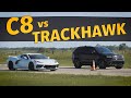 C8 Corvette vs Jeep Trackhawk | STREET RACE!