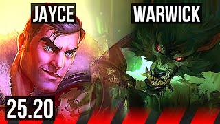 JAYCE vs WARWICK (TOP) | 11/2/8, Legendary | KR Master | 25.20