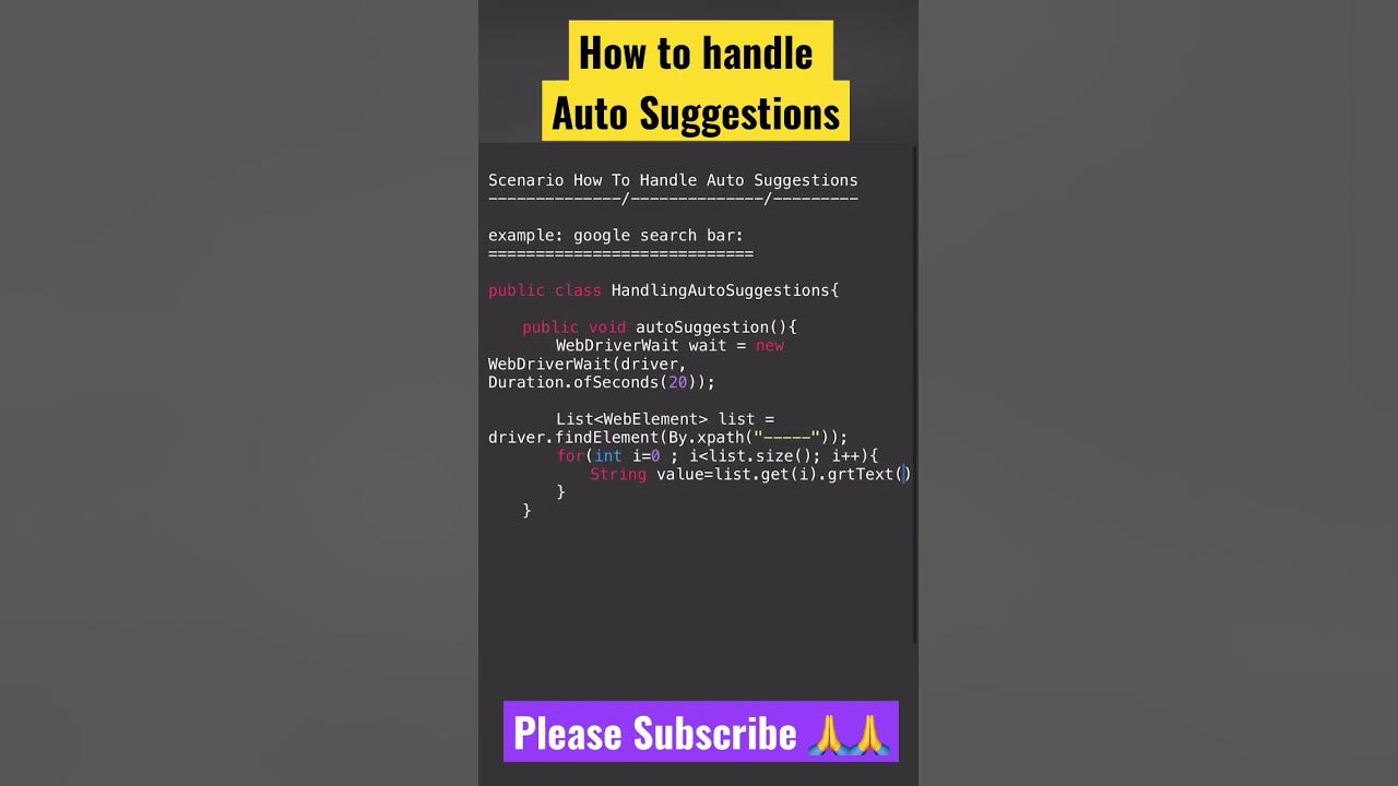 How to Handle Auto suggestion list in Selenium || Automate Suggestion ...