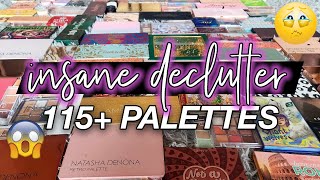 *EPIC* EYESHADOW PALETTE DECLUTTER // OVER 115+ PALETTES