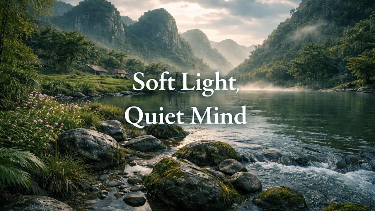 Gentle Piano with Flowing Water and Birds | Calm Night Nature Music