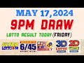 Lotto result today 9pm draw may 17 2024 658 645 4d swertres ez2 pcsolotto