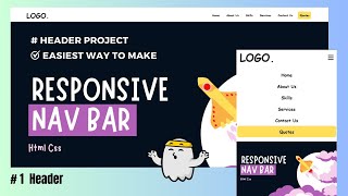 Responsive Header Using Only Html CSS | Html and CSS Projects | Responsive Navigation