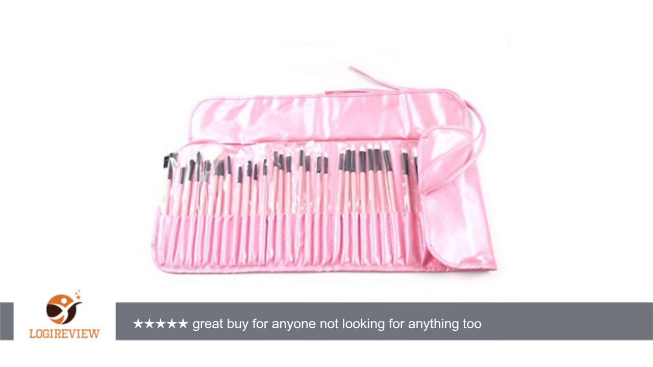 Echo Beauty 32 Pcs Pink Rod Makeup Brush Cosmetic Set Kit with Case