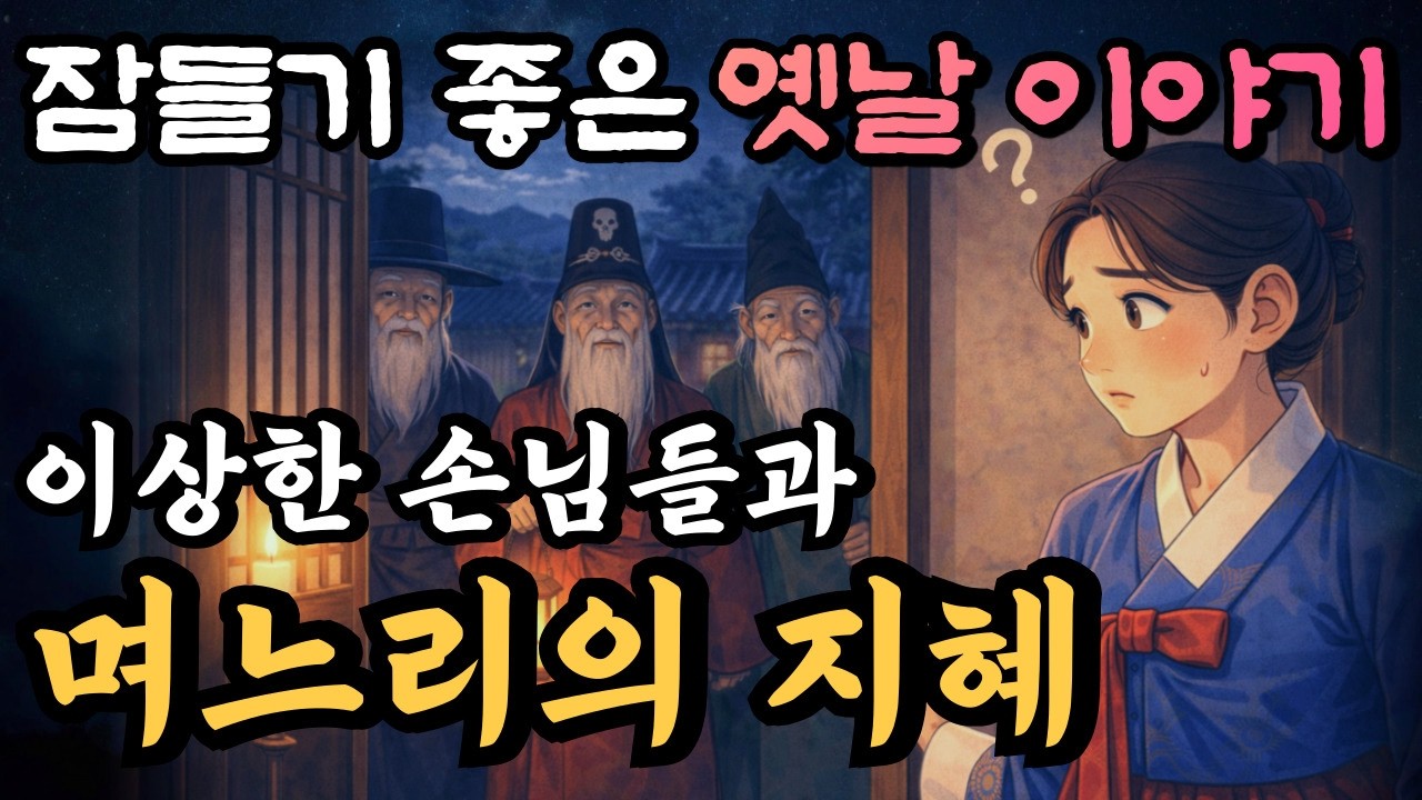 🌛중간광고 없는 옛날이야기 1시간,이상한 세 손님들과 며느리의 선택 등 5편/,설화,민담,오디오북,잘 때 듣는,수면유도,풍경,경치