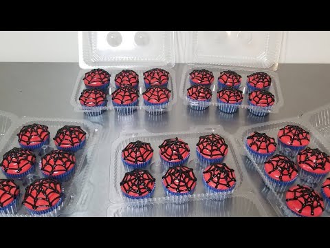 favorito Mitones amenaza Decorando cupcakes, tema/ hombre araña. Suspiro Dominicano, idea. - YouTube