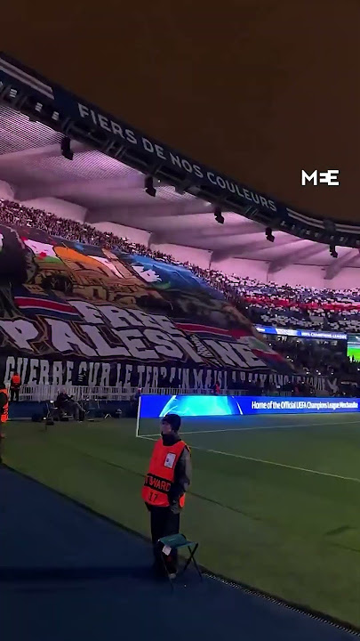 Paris Saint-Germain fans display huge ‘Free Palestine’ banner during UEFA Champions League match