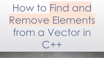 How to Find and Remove Elements from a Vector in C+ +