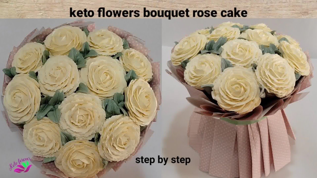 Keto flowers bouquet rose cake / keto cake / keto cupcakes