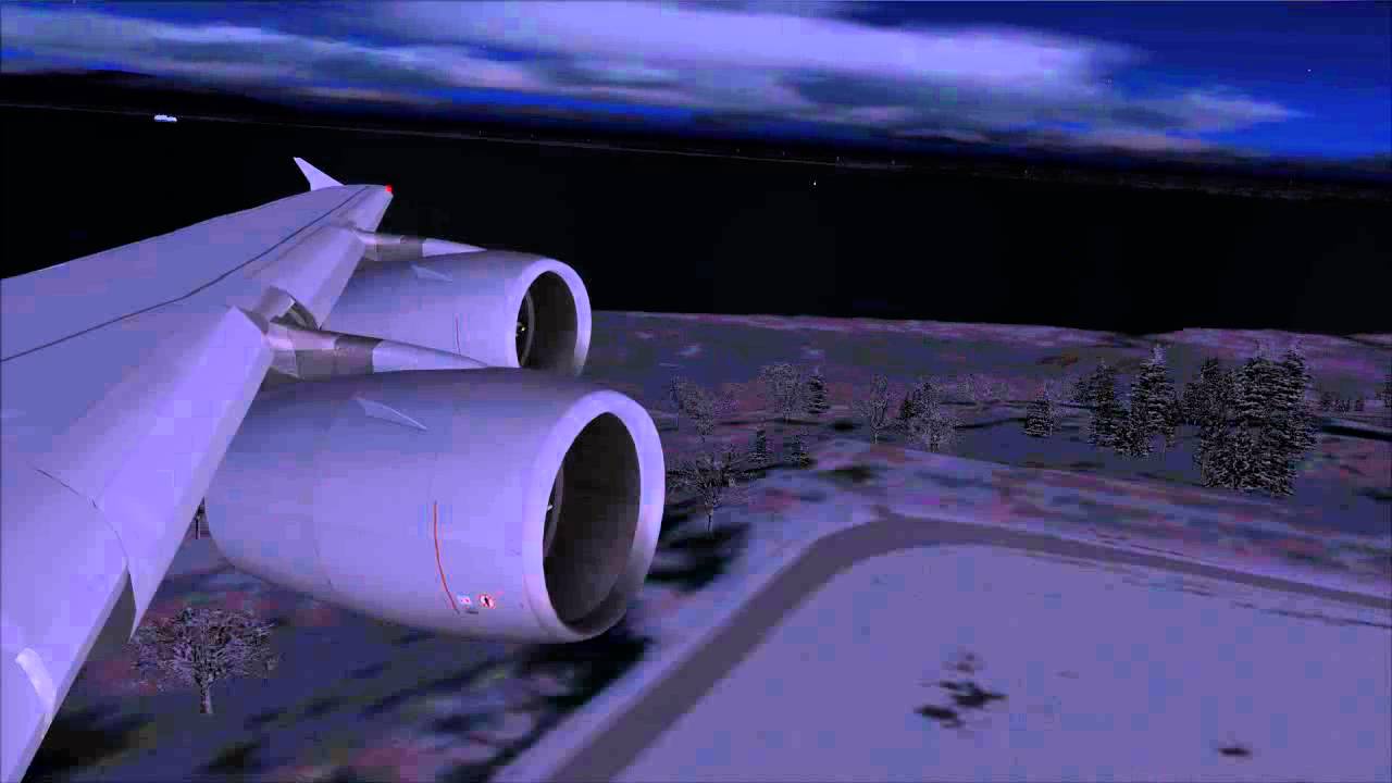FS2004: Flight from Frankfurt / Main to Anchorage Alaska / USA with A380 Lufthansa