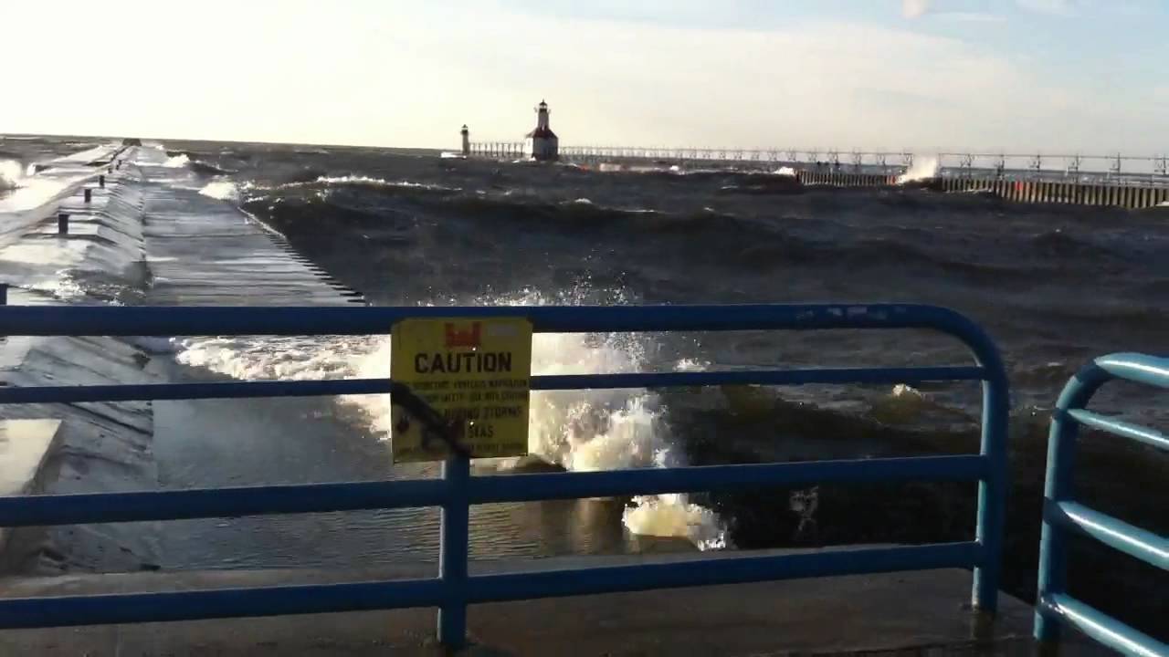 St. Joseph MI Silver Beach Pier Waves YouTube