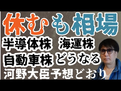 休むも相場／半導体株/海運株/自動車株どうなる／河野大臣予想どおり