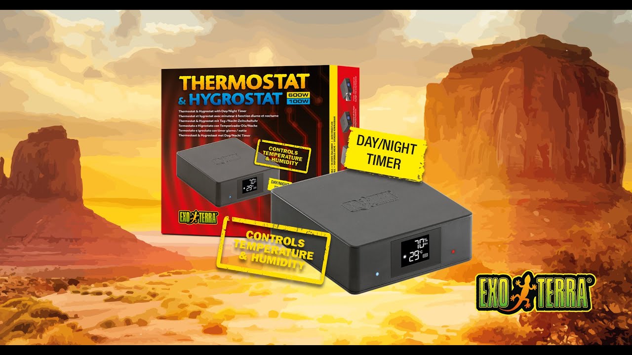 Exo Terra Thermostat (600W) & Hygrostat (100W) with Day/Night