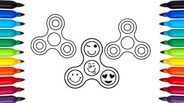 Fidget spinner colouring page : Coloring Pages for kids and Children - How to Draw Set of Spinners
