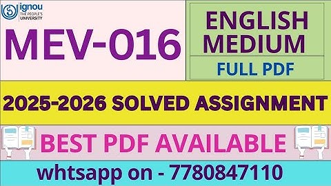 MEV16 Solved Assignment 2025-26 | MSc Environmental Science | IGNOU | January 2025 to July 2026