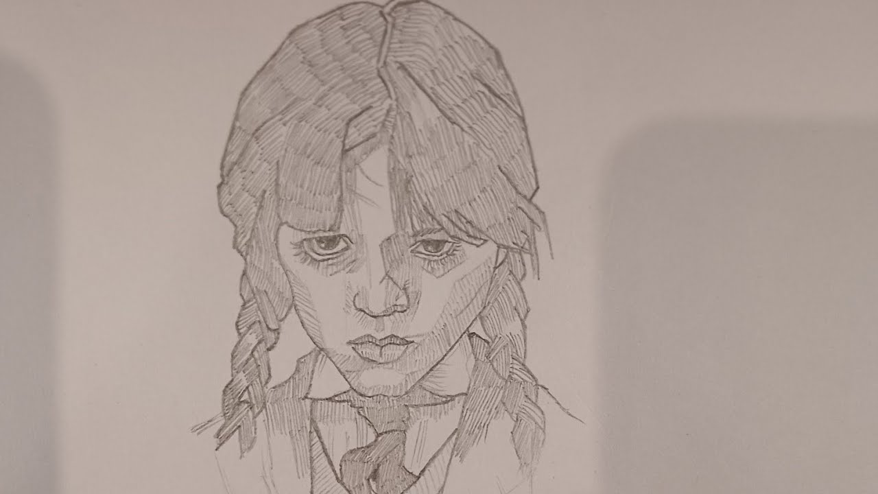 Drawing Wednesday Addams - Jenna Ortega fan art timelapse! - YouTube