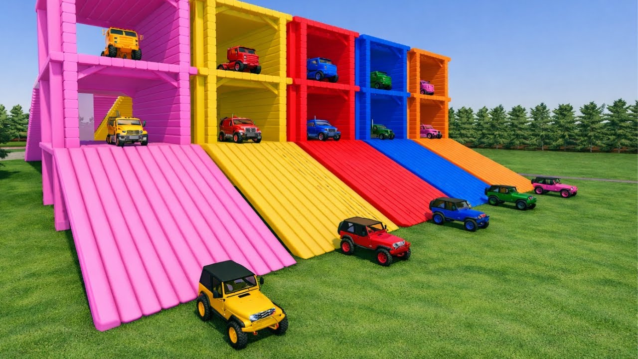 Transporting With Colors - JEEP CAR TANKER TRUCK WITH TRAILER FLATBED #10 - FS22