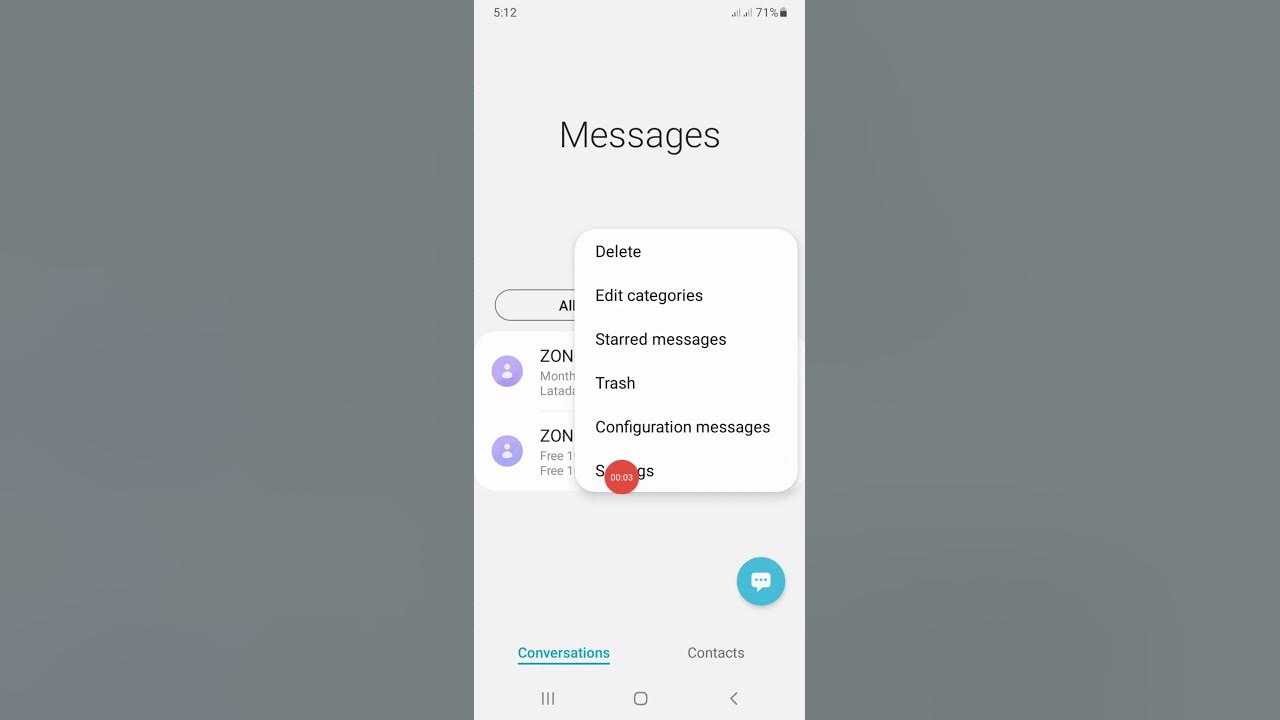 Trash messages on in android shorts YouTube