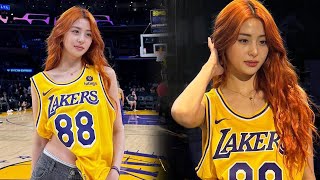 Netizens can't get over Yunjin's Stunning Visuals in Lakers Jersey