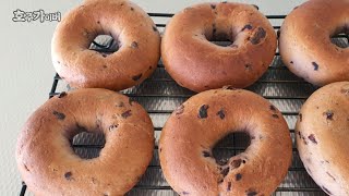 Very delicious and healthy blueberry bagel made with blueberries and tofu, and currant