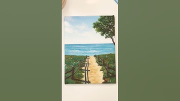 Pathway to the ocean/ seascape painting tutorial/ Acrylic painting tutorial for beginners