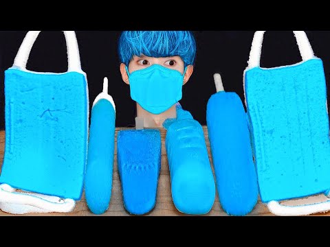 <strong>ASMR</strong> ICE CREAM BLUE <strong>MASK</strong> PARTY 블루 마스크 아이스크림 먹방 DESSERTS JELLY CHALLENGE MUKBANG EATING SOUNDS 咀嚼音