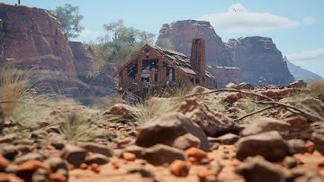 Hot air balloons in the middle of the desert Unreal Engine 5