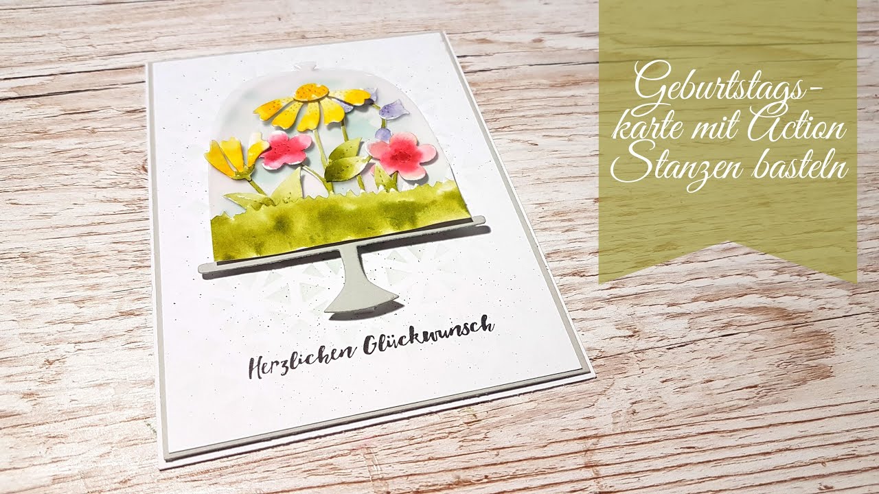 Karten basteln mit Action Stanzen und Schablonen I Blumenwiese ...