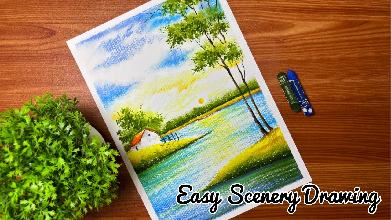 How to Draw Scenery | Easy Oil Pastels Drawing for Beginners #oilpasteldrawing #art #drawing 