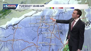 Slick travel, several inches of snow in Vermont, New York due to coastal storm (Dec. 2, 2025)