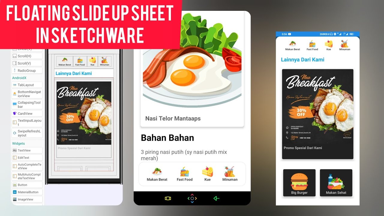 Membuat Menu Floating Slide Up Sheet Seperti Di Gojek Dengan Sketchware